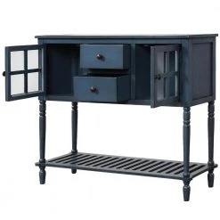 Antique Navy Sideboard Console Table with Bottom Shelf, Farmhouse Wood/Glass Buffet Storage Cabinet Living Room by ZIRUWU -ZIRUWU || Prepac Shop antique navy ziruwu accent cabinets zt zqp4sc 77 1000