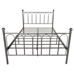 54.33 in. W Black and Silver Full Metal Frame Platform Bed with Headboard Under Bed Storage Mattress Foundation by ZIRUWU