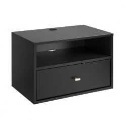 Milo 1-Drawer Black Floating Nightst and 14.5 in. H x 22.5 in. W x 15 in. by Prepac -ZIRUWU || Prepac Shop black prepac nightstands bdbw 1411 1 4f 1000
