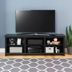 Sonoma 72 in. Black Composite TV Stand Fits TVs Up to 80 in. with Cable Management by Prepac -ZIRUWU || Prepac Shop black prepac tv stands bctg 0001 1 31 1000