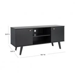 Milo 56 in. Black Composite TV Stand Fits TVs Up to 65 in. with Storage Doors by Prepac -ZIRUWU || Prepac Shop black prepac tv stands bctl 1412 1 40 1000