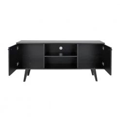 Milo 56 in. Black Composite TV Stand Fits TVs Up to 65 in. with Storage Doors by Prepac -ZIRUWU || Prepac Shop black prepac tv stands bctl 1412 1 44 1000