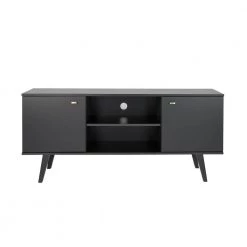 Milo 56 in. Black Composite TV Stand Fits TVs Up to 65 in. with Storage Doors by Prepac