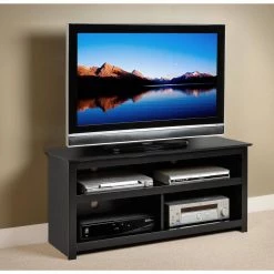 AV 48 in. Black Composite TV Stand Fits TVs Up to 48 in. with Cable Management by Prepac -ZIRUWU || Prepac Shop black prepac tv stands bpv 4701 31 1000