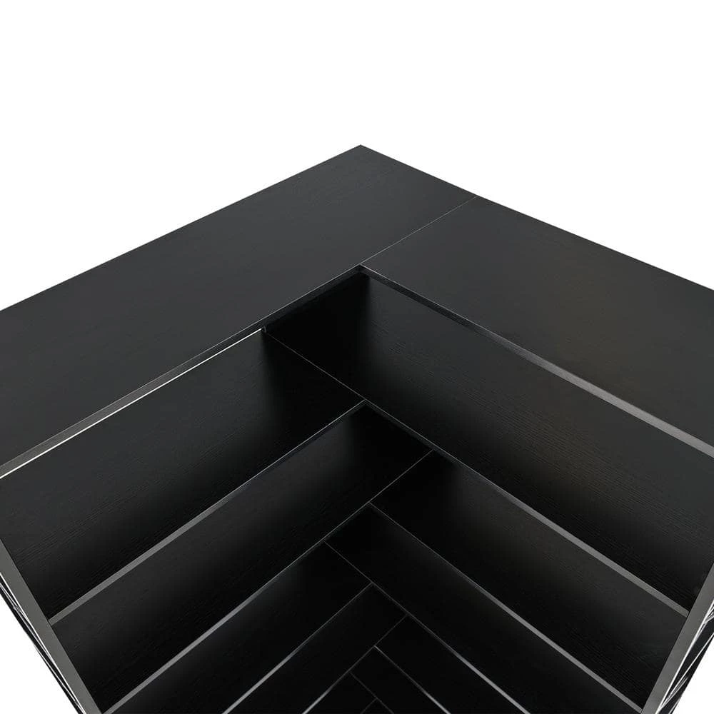 37.40 in. Wide Black 6 Bookcase,L-Shaped Corner Bookcase with Metal Frame,Industrial Style Shelf with Open Storage by ZIRUWU 6 37.40 in. Wide Black 6 Bookcase,L-Shaped Corner Bookcase with Metal Frame,Industrial Style Shelf with Open Storage by ZIRUWU - Image 6