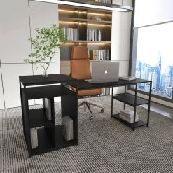 70.80 in. W Black Home Office Computer Desk with Storage Shelf by ZIRUWU 15 70.80 in. W Black Home Office Computer Desk with Storage Shelf by ZIRUWU -ZIRUWU || Prepac Shop black ziruwu computer desks zt zqp5cd 31 1000