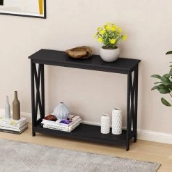 39.37in. Black Console Table, Classic Entryway Table for Home by ZIRUWU -ZIRUWU || Prepac Shop black ziruwu console tables zqp sn1cta 44 1000