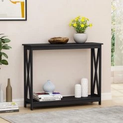 39.37in. Black Console Table, Classic Entryway Table for Home by ZIRUWU -ZIRUWU || Prepac Shop black ziruwu console tables zqp sn1cta fa 1000