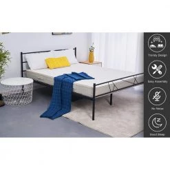 Black Full Bed Frames with Headboard and Footboard, No Box Spring Needed, Metal Bedframe with Storage by ZIRUWU -ZIRUWU || Prepac Shop black ziruwu platform beds zqp bf25b 31 1000