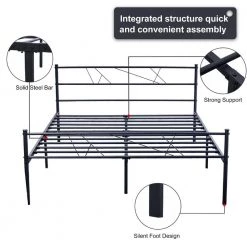 Black Full Bed Frames with Headboard and Footboard, No Box Spring Needed, Metal Bedframe with Storage by ZIRUWU -ZIRUWU || Prepac Shop black ziruwu platform beds zqp bf25b 4f 1000