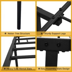 Full Size Bed Frames with Vintage Headboard and Footboard, Black Metal Bed Frame Mattress Foundation with Storage by ZIRUWU -ZIRUWU || Prepac Shop black ziruwu platform beds zqp bf34b 1f 1000