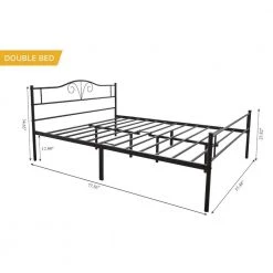 Full Size Bed Frames with Vintage Headboard and Footboard, Black Metal Bed Frame Mattress Foundation with Storage by ZIRUWU -ZIRUWU || Prepac Shop black ziruwu platform beds zqp bf34b c3 1000