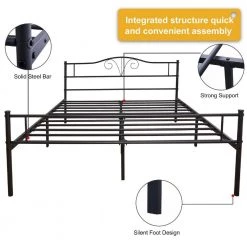 Black Metal Bed Frame Queen Size, Vintage Headboard and Footboard by ZIRUWU -ZIRUWU || Prepac Shop black ziruwu platform beds zqp bf37b 1f 1000
