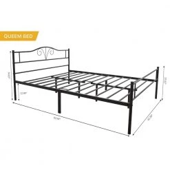 Black Metal Bed Frame Queen Size, Vintage Headboard and Footboard by ZIRUWU -ZIRUWU || Prepac Shop black ziruwu platform beds zqp bf37b 4f 1000