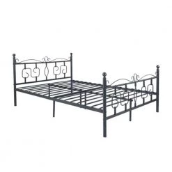 Metal Bed Frame Full Size with Headboard and Footboard Single Platform Mattress Base,Metal Tube(Full size, black) by ZIRUWU