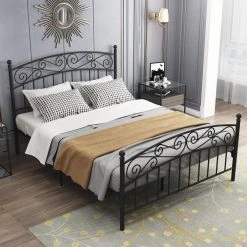 59.84in. W Black Metal bed frame platform mattress foundation with headboard and fooboard by ZIRUWU 15 59.84in. W Black Metal bed frame platform mattress foundation with headboard and fooboard by ZIRUWU -ZIRUWU || Prepac Shop black ziruwu platform beds zt zqpb7a 31 1000
