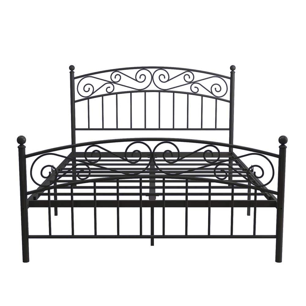 59.84in. W Black Metal bed frame platform mattress foundation with headboard and fooboard by ZIRUWU 1 59.84in. W Black Metal bed frame platform mattress foundation with headboard and fooboard by ZIRUWU