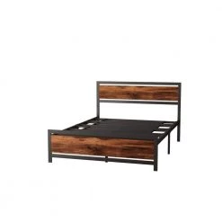 81.8 in. W Metal Frame Queen Platform Bed in Black by ZIRUWU