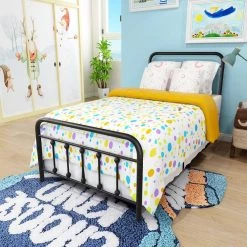 39.2 in. W Black Twin Victorian Vintage Style Metal Frame Platform Bed by ZIRUWU -ZIRUWU || Prepac Shop black ziruwu platform beds zzq yuda7504a 31 1000