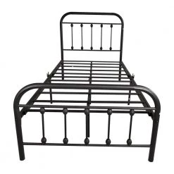 39.2 in. W Black Twin Victorian Vintage Style Metal Frame Platform Bed by ZIRUWU