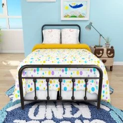 39.2 in. W Black Twin Victorian Vintage Style Metal Frame Platform Bed by ZIRUWU -ZIRUWU || Prepac Shop black ziruwu platform beds zzq yuda7504a fa 1000