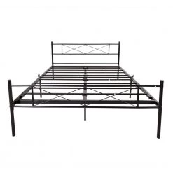 60.63 in. W Black Queen Metal Frame Platform Bed with Vintage Headboard and Footboard by ZIRUWU