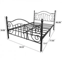 54.53 in. W Black Full Metal Frame Platform Bed mattress foundation with headboard and footboard by ZIRUWU -ZIRUWU || Prepac Shop black ziruwu platform beds zzq yuda7524a fa 1000