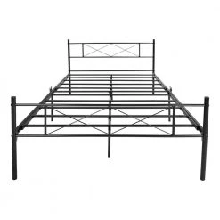 54.72 in. W Black Full Metal Frame Platform Bed with Vintage Headboard and Footboard Easy Assembly No Spring Needed by ZIRUWU