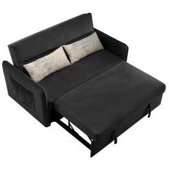 57in. Width Black Velvet Twin Size Sofa Bed by ZIRUWU -ZIRUWU || Prepac Shop black ziruwu sofa beds zqp gt817a4 1f 1000