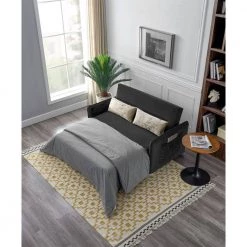 57in. Width Black Velvet Twin Size Sofa Bed by ZIRUWU -ZIRUWU || Prepac Shop black ziruwu sofa beds zqp gt817a4 44 1000