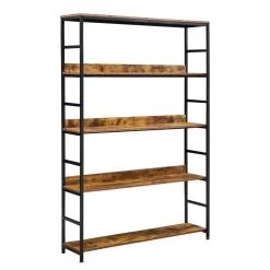 47.24 in. Wide Brown 5 BookcaseOpen Bookshelf Storage Large 5 Shelf Bookshelf Furniture with Metal Frame by ZIRUWU -ZIRUWU || Prepac Shop brown ziruwu bookcases bookshelves zzq sja721a12 fa 1000