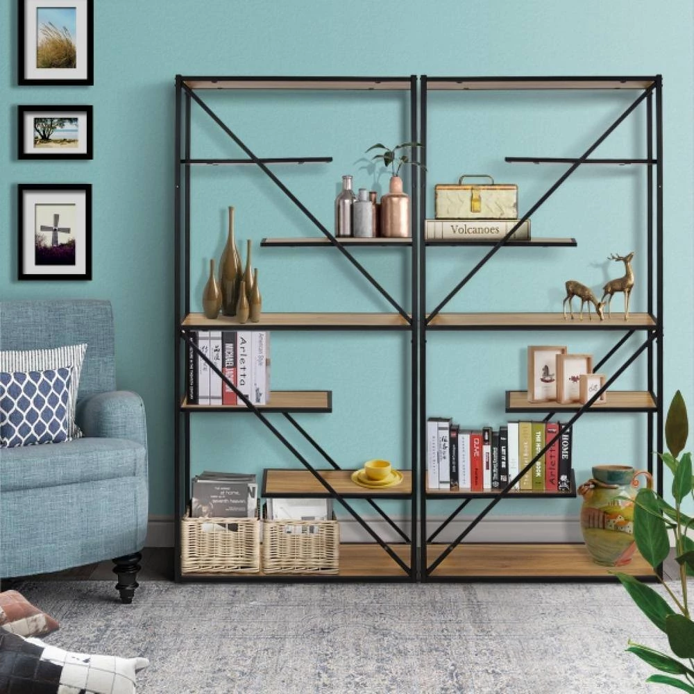 31.50 in. Wide Brown 5 Bookcase by ZIRUWU 6 31.50 in. Wide Brown 5 Bookcase by ZIRUWU - Image 6