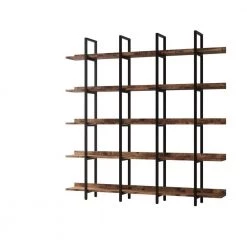 71 in. Brown Wood 5 Shelf Standard Bookcase by ZIRUWU