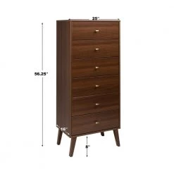 Milo Mid Century Modern 6-Drawer Cherry Tall Chest 56.75 in. H x 25 in. W x 16 in. D by Prepac -ZIRUWU || Prepac Shop cherry prepac chest of drawers cdbh 1410 1 76 1000