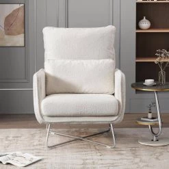 Cream White Altay Velvet Leisure Accent Chair by ZIRUWU -ZIRUWU || Prepac Shop cream white ziruwu accent chairs zt zqp1ac 31 1000