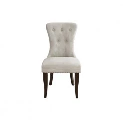 Cream Dining Chair Tufted Armless Chair Upholstered Accent Chair, Set of 4 by ZIRUWU