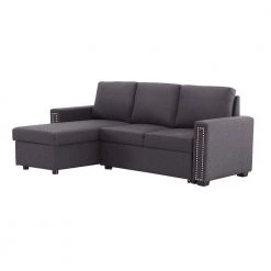 Dark Gray 83" Pull Out Sleeper Sofa Reversible L-Shape 3 Seat Sectional Couch by ZIRUWU -ZIRUWU || Prepac Shop dark gray ziruwu sofa beds zqp hw2sfb 44 1000