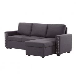 Dark Gray 83" Pull Out Sleeper Sofa Reversible L-Shape 3 Seat Sectional Couch by ZIRUWU -ZIRUWU || Prepac Shop dark gray ziruwu sofa beds zqp hw2sfb c3 1000
