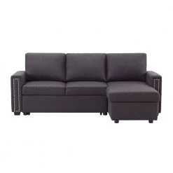 Dark Gray 83" Pull Out Sleeper Sofa Reversible L-Shape 3 Seat Sectional Couch by ZIRUWU -ZIRUWU || Prepac Shop dark gray ziruwu sofa beds zqp hw2sfb d4 1000