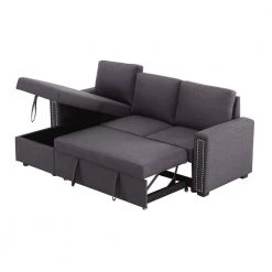83 in. Dark Gray Pull Out Sleeper Sofa Reversible L-Shape Sofa Bed by ZIRUWU -ZIRUWU || Prepac Shop dark gray ziruwu sofa beds zzq wqy78a c3 1000