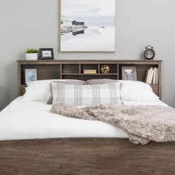 Salt Spring Drifted Gray King Bookcase Headboard by Prepac