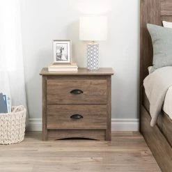 Salt Spring 2-Drawer Drifted Gray Nightstand by Prepac -ZIRUWU || Prepac Shop drifted gray prepac nightstands ddc 2422 31 1000