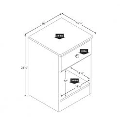 Astrid Drifted Gray Finish 1-Drawer Tall Nightstand (24.5 in H. x 16 in W. x 16 in D.) by Prepac -ZIRUWU || Prepac Shop drifted gray prepac nightstands ddnh 0401 1 76 1000