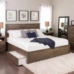 Select Drifted Gray King 4-Post Platform Bed with 4-Drawers by Prepac -ZIRUWU || Prepac Shop drifted gray prepac platform beds dbsk 1302 4k 31 1000