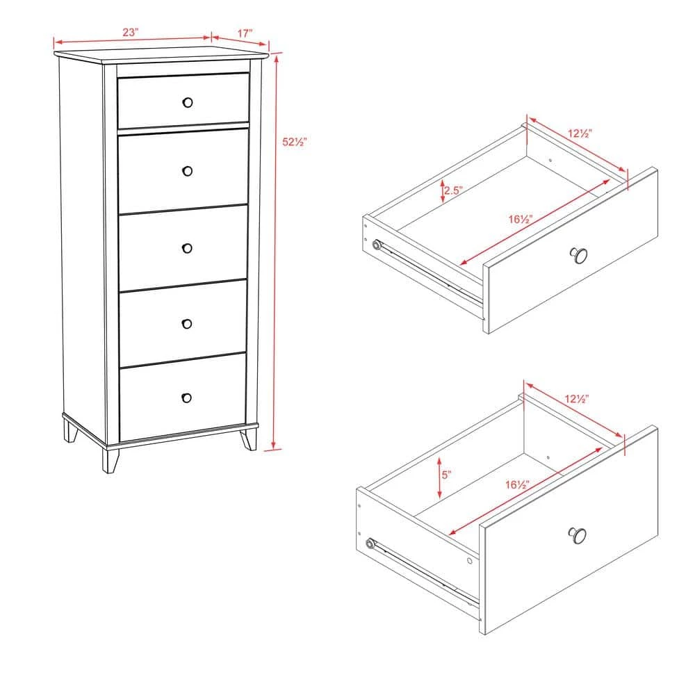 Yaletown 5-Drawer Espresso Chest of Drawers by Prepac 2 Yaletown 5-Drawer Espresso Chest of Drawers by Prepac - Image 2