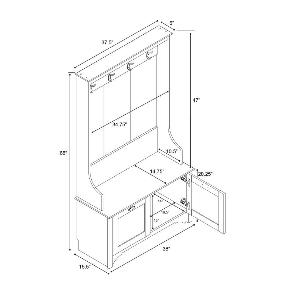 Espresso Wide Hall Tree with Shaker Doors by Prepac 2 Espresso Wide Hall Tree with Shaker Doors by Prepac - Image 2