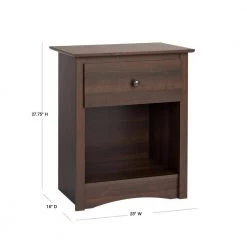 Fremont 1-Drawer Espresso Nightstand by Prepac -ZIRUWU || Prepac Shop espresso prepac nightstands edc 2401 40 1000