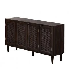 Espresso Large Storage Space Sideboard with Artificial Rattan Door by ZIRUWU