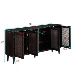 Espresso Large Storage Space Sideboard with Artificial Rattan Door by ZIRUWU -ZIRUWU || Prepac Shop espresso ziruwu sideboards buffet tables zt zqp4bza c3 1000
