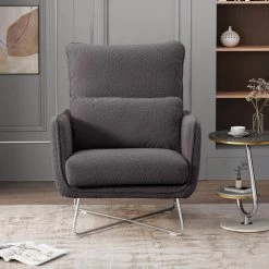 Grey Altay Velvet Leisure Accent Chair by ZIRUWU -ZIRUWU || Prepac Shop gray ziruwu accent chairs zt zqp2ac 31 1000
